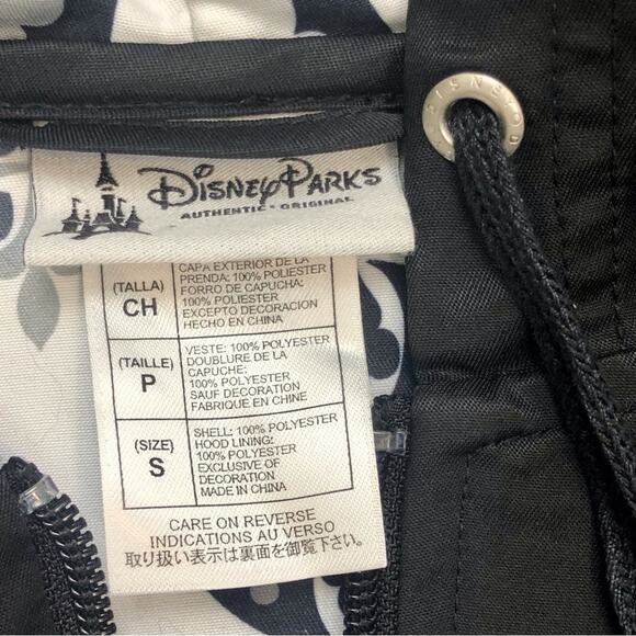 Disney Parks Authentic Lined MM28 Full Zip Hooded Black Outdoor Rain Jacket - Picture 9 of 16